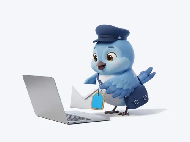 The NudgeAgain bird holding an email